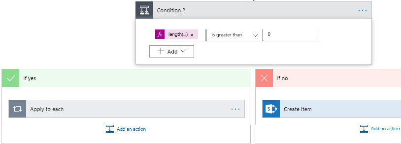 Add condition action to check